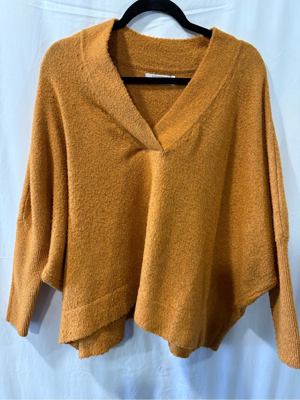 Anthropologie V-Neck Oversized Sweater in Mustard Gold